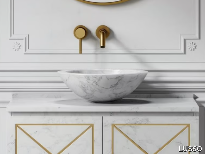 SALA - Countertop round Carrara marble washbasin _ LUSSO