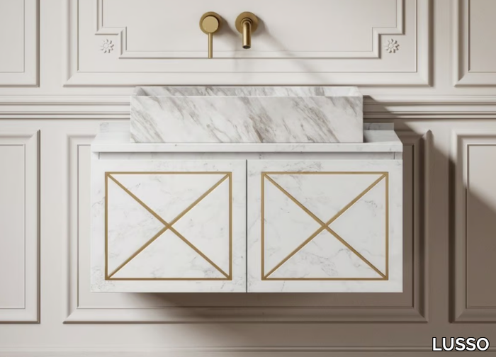 SASSO - Countertop rectangular single marble washbasin _ LUSSO