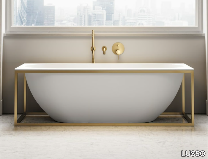 SIGNATURE - Freestanding rectangular Resin Stone bathtub _ LUSSO