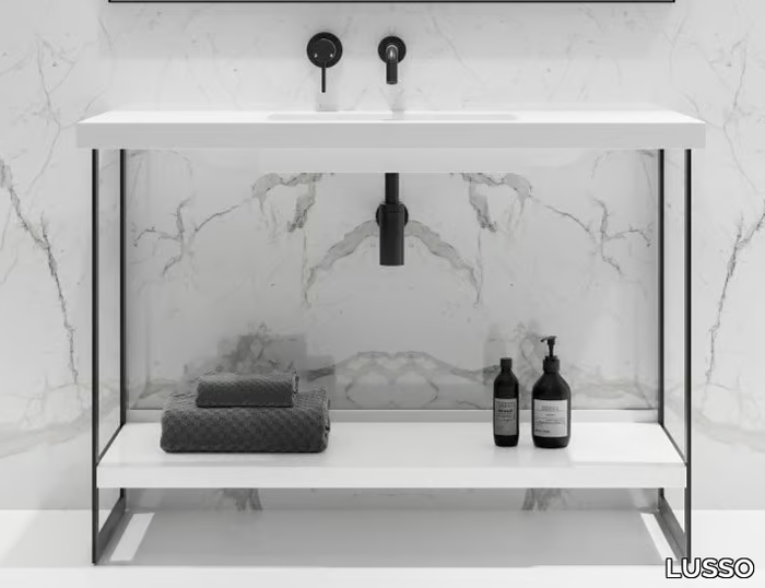 SILO - Floor-standing single Resin Stone console sink _ LUSSO