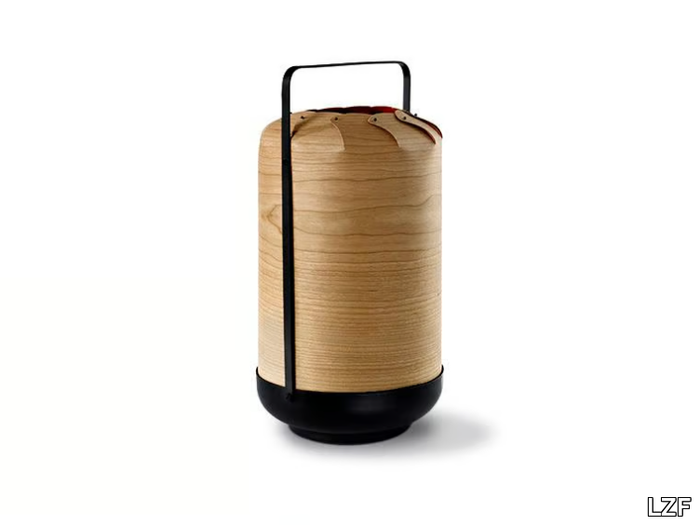 MINI-CHOU - Wood veneer and metal table lamp / lantern _ LZF