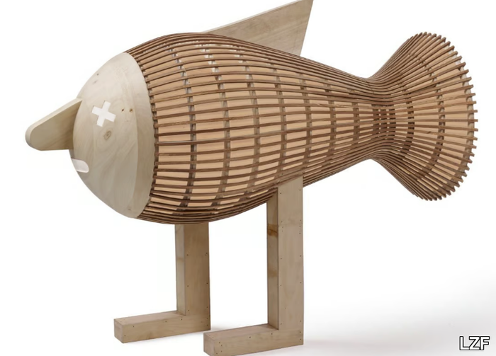 WALKING FISH - Handmade wood veneer floor lamp _ LZF