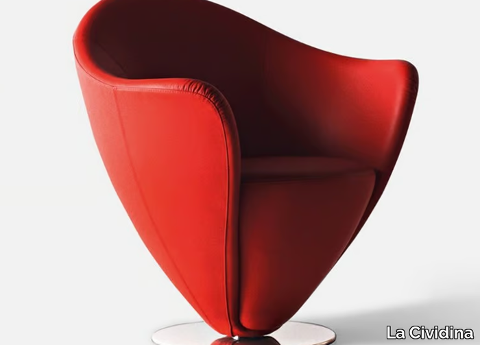 MON PETIT COEUR - Swivel upholstered leather armchair _ La Cividina