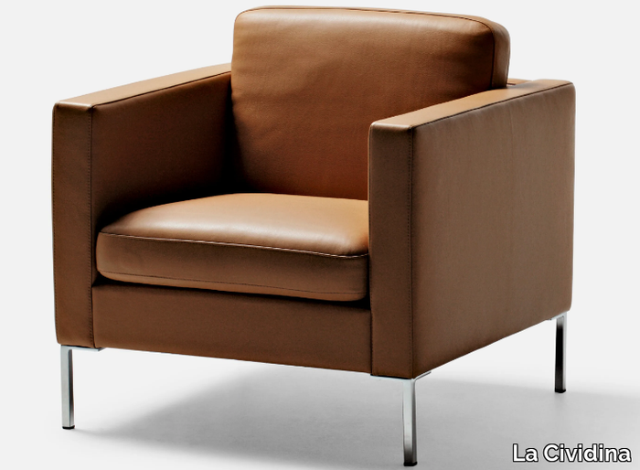 ANYTIME - Leather lobby chair with armrests _ La Cividina