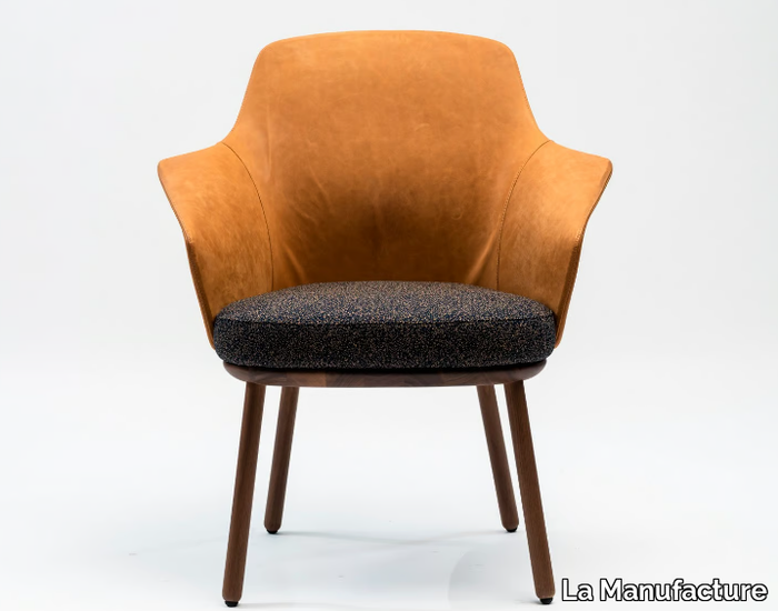 LINUS - Upholstered chair with armrests with integrated cushion _ La Manufacture