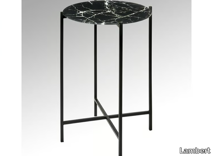 CARA - Round glass and steel coffee table _ Lambert