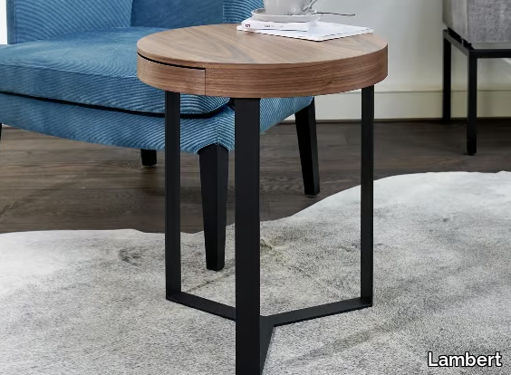 HARRY - Round wooden side table _ Lambert