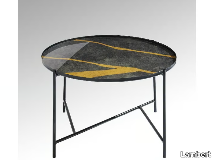 TABIO - Round glass and iron coffee table for living room _ Lambert