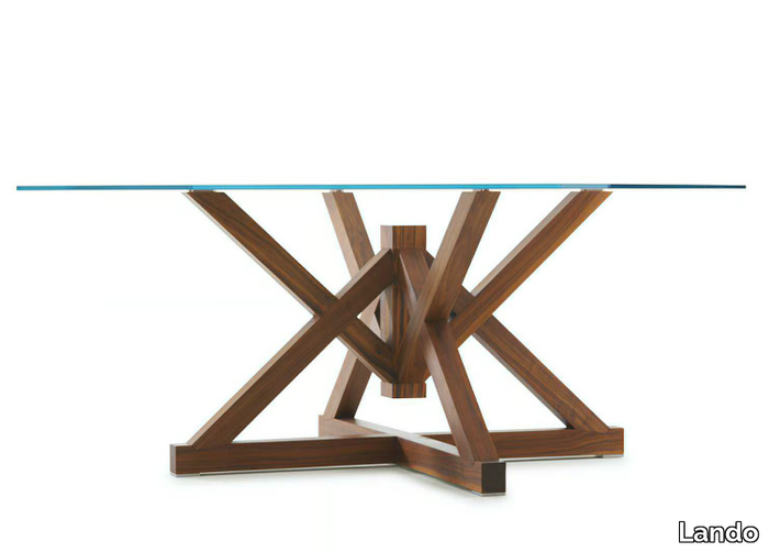 MONACO - Square wood and glass dining table _ Lando