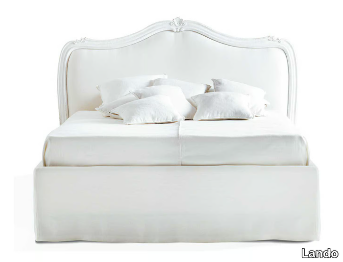 BONNE NUIT - Wooden double bed with upholstered headboard _ Lando