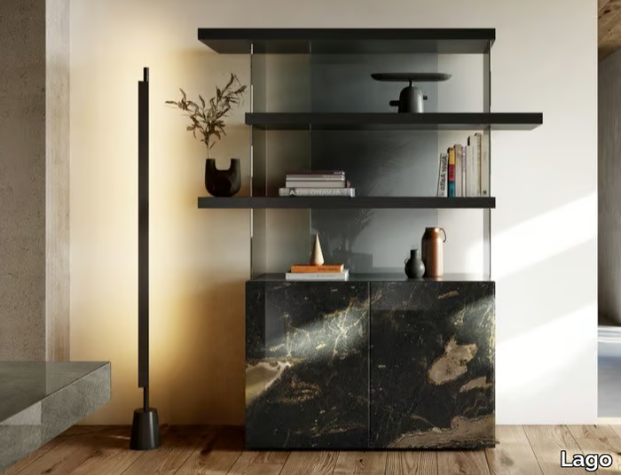 AIR - 1464 - Open freestanding marble bookcase _ Lago