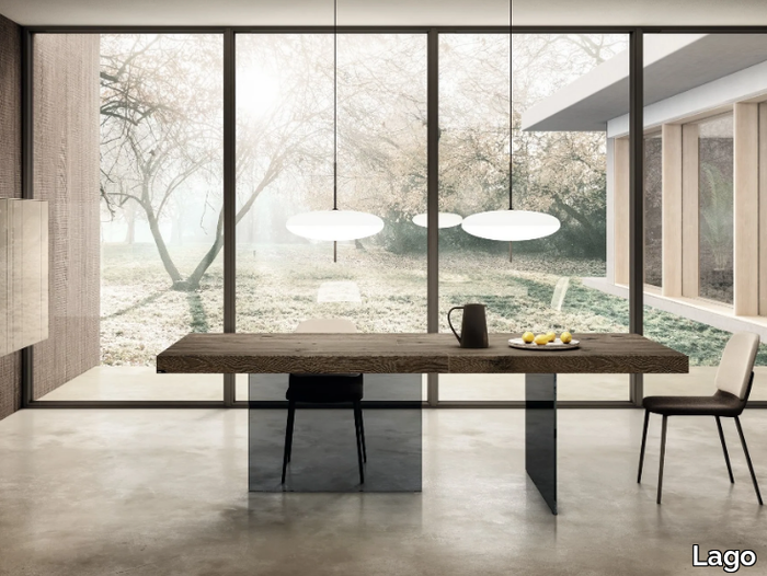 AIR WILDWOOD - Rectangular wood and glass table _ Lago