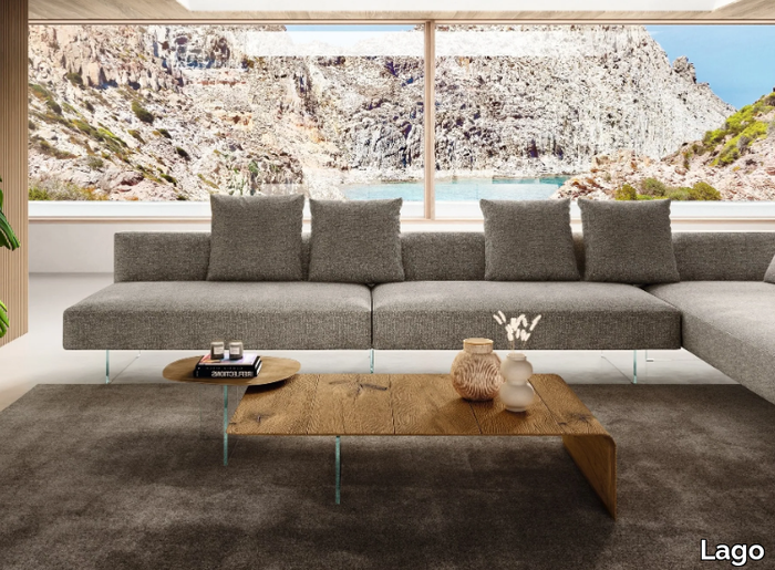 LEAN - Rectangular wood and glass coffee table _ Lago