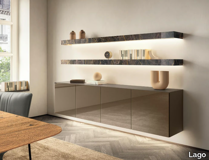 36E8 - 05801D - Suspended glass sideboard with integrated lighting _ Lago