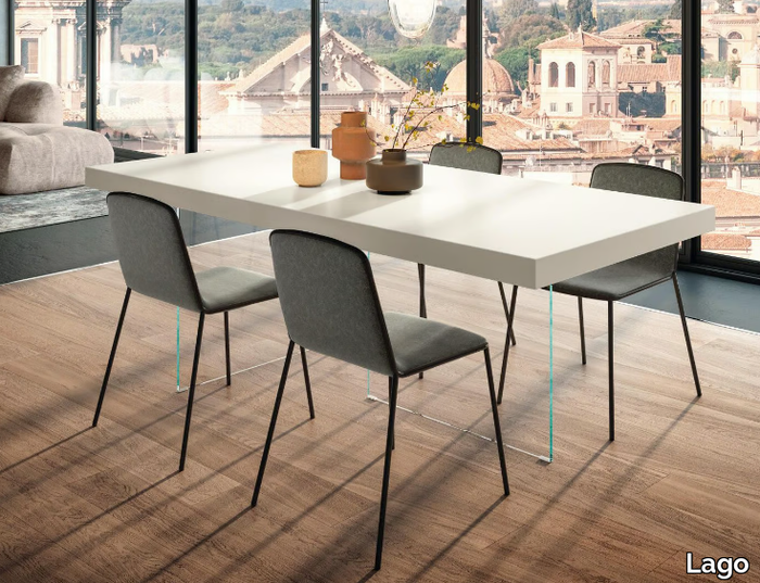 AIR - 2170L - Rectangular wood and glass table _ Lago