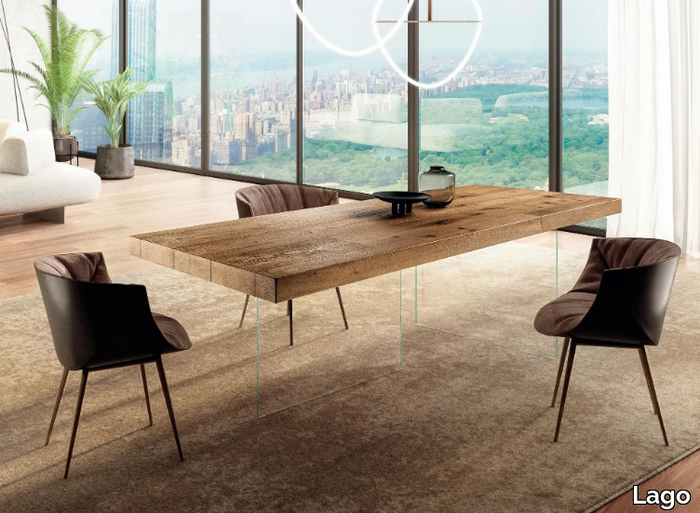 AIR - 2170W - Rectangular wood and glass table _ Lago