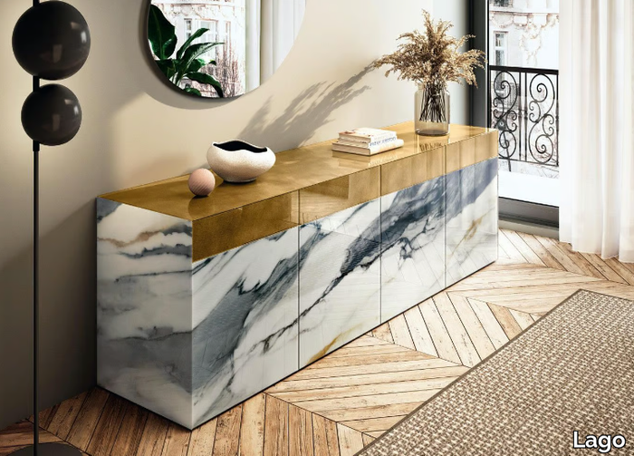 MATERIA - 2605 - Glass sideboard with doors _ Lago