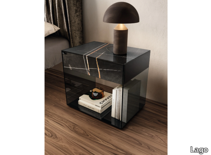 UPGLASS - Rectangular bedside table with drawers _ Lago