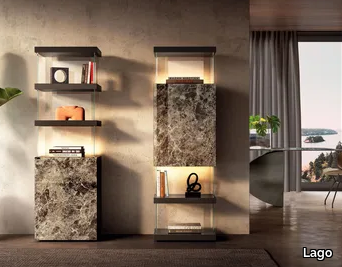 AIR - 2682/2683 - Freestanding glass bookcase with built-in lights _ Lago