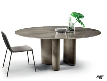 HOA - Round glass table with steel base _ Lago