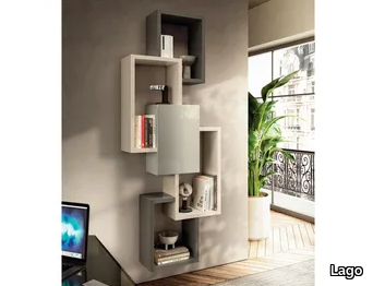 LAGOLINEA - 2633 - Floating wooden bookcase _ Lago