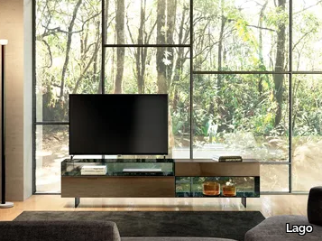 36E8 GLASS - 2150 - Wood and glass TV cabinet _ Lago