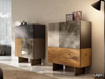 36E8 - 2622 - Wood and glass chest of drawers _ Lago