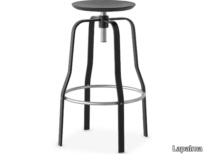 GIRO - Steel and wood stool height-adjustable _ Lapalma