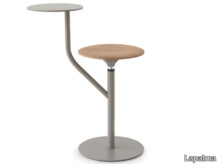 AARON OUTDOOR - Swivel stainless steel and wood garden stool _ Lapalma