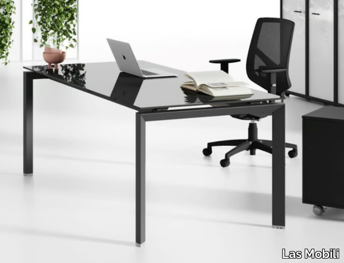 5TH ELEMENT - Rectangular glass office desk _ Las Mobili