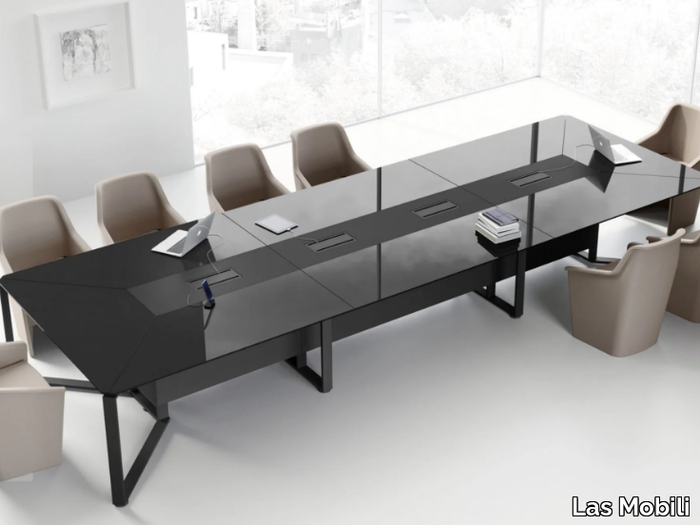 I-MEET - Rectangular meeting table with cable management _ Las Mobili