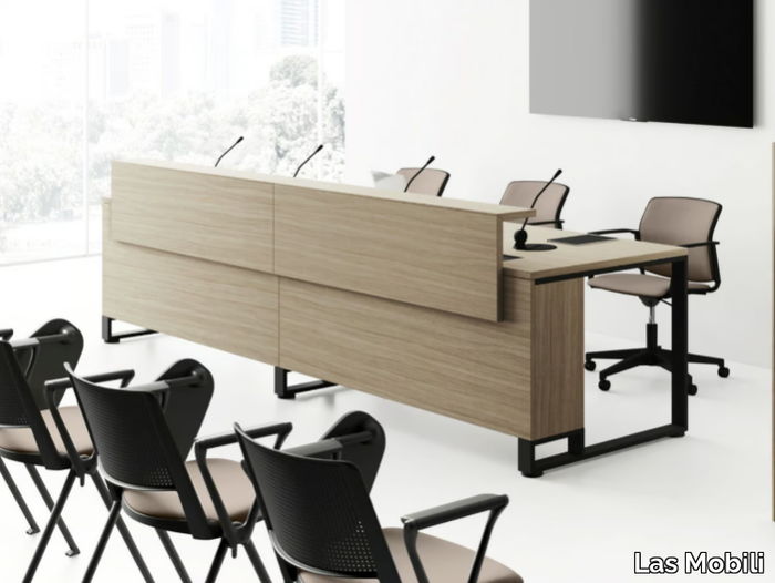 I-MEET - Rectangular wooden conference table with cable management _ Las Mobili