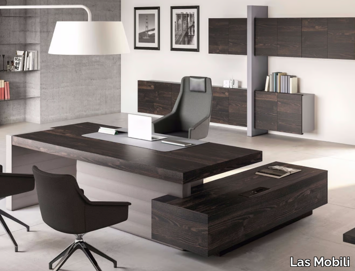 JERA - L-shaped executive desk with shelves _ Las Mobili