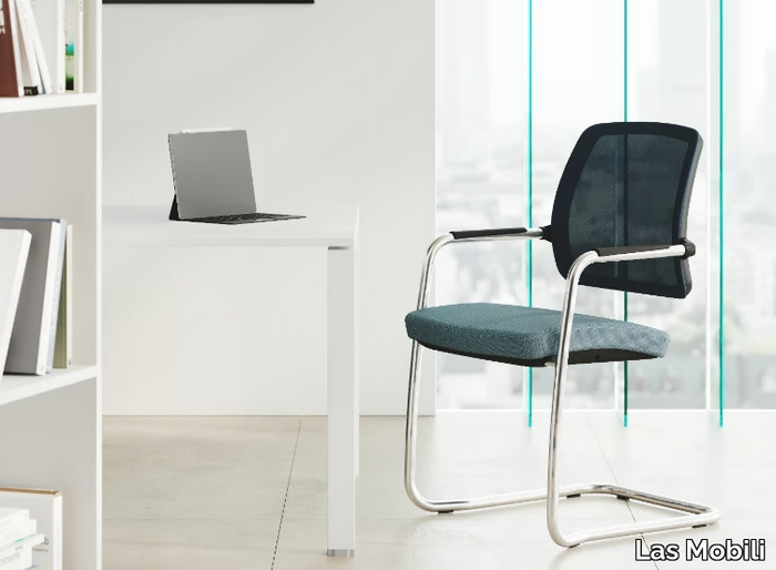 STAR - Cantilever fabric office chair with armrests _ Las Mobili