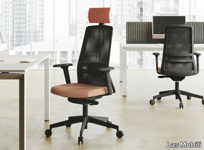 RASSEGNA - Swivel height-adjustable office chair with headrest _ Las Mobili