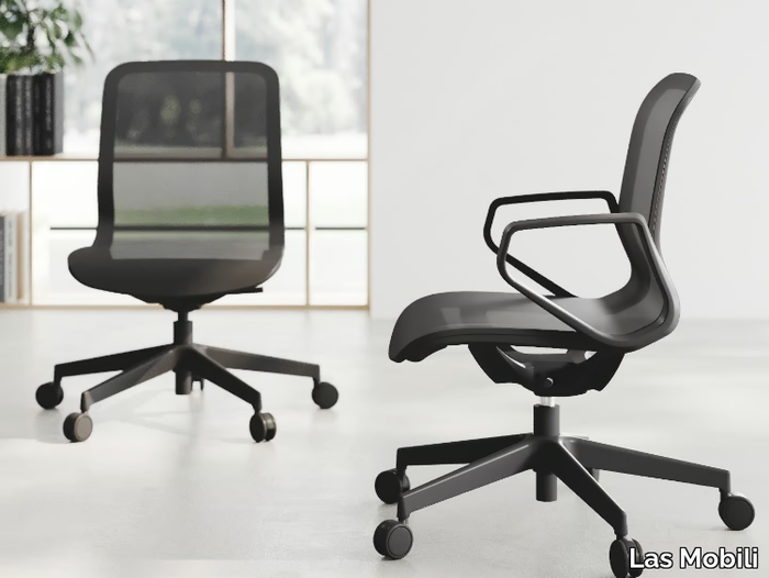 TRAMA - Height-adjustable mesh office chair with armrests _ Las Mobili