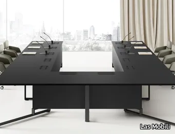 I-MEET - Modular wooden meeting table with cable management _ Las Mobili