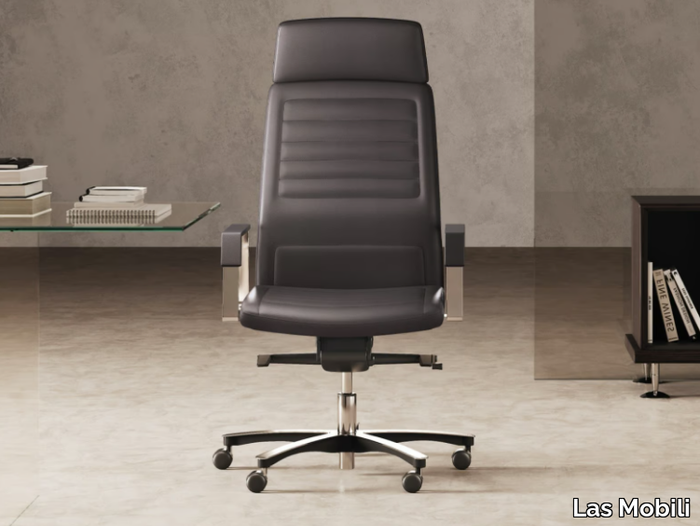 NEO CHAIR - Height-adjustable leather executive chair with castors _ Las Mobili