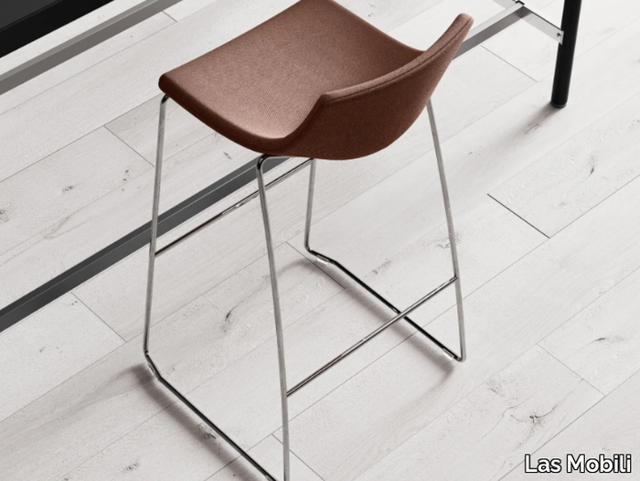 SUPEROTTO - Sled base high fabric stool with footrest _ Las Mobili