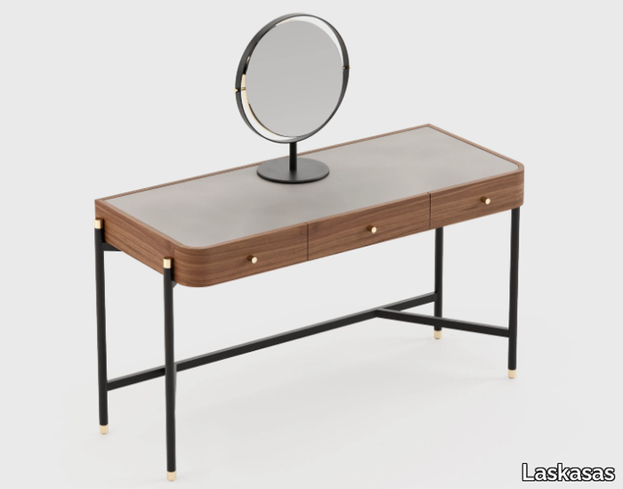 ROSIE - Dressing table in wood with top covered in leather _ Laskasas