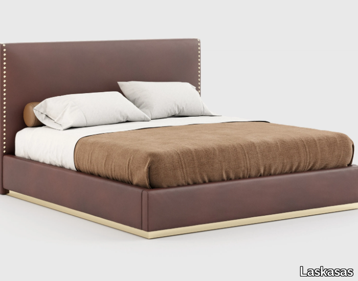 MARLIN - Leather bed with upholstered headboard _ Laskasas