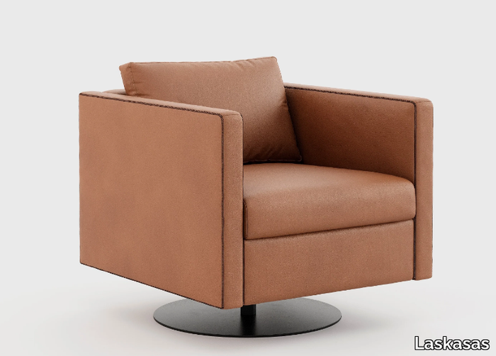 MARLOW - Swivel leather armchair with armrests _ Laskasas