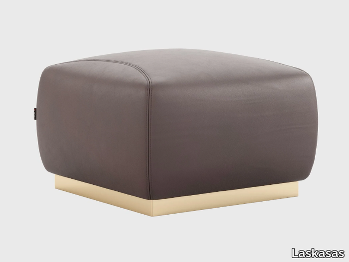 MIKE - Upholstered square leather pouf _ Laskasas