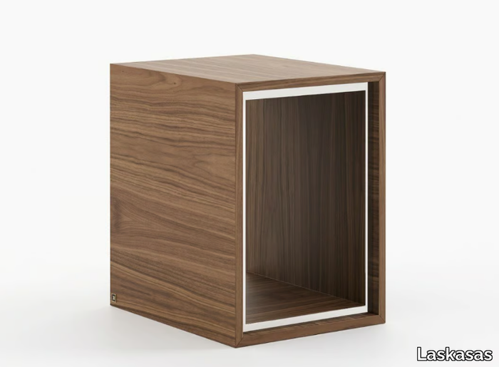 NILO - Wooden high side table with integrated magazine rack _ Laskasas