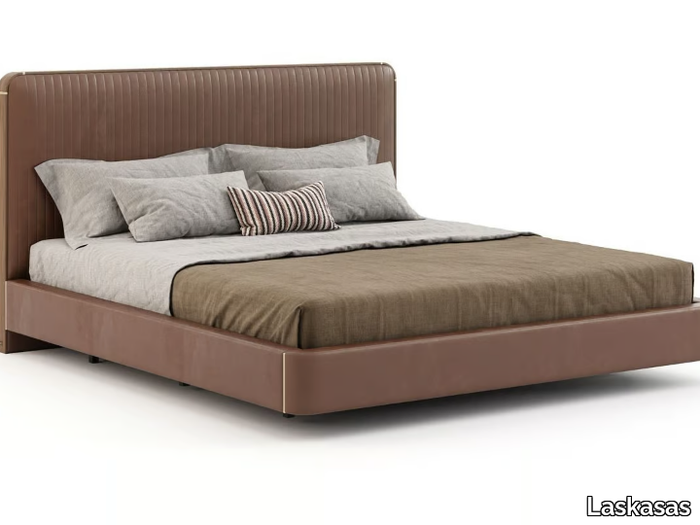 ANNY - Leather bed with upholstered headboard _ Laskasas