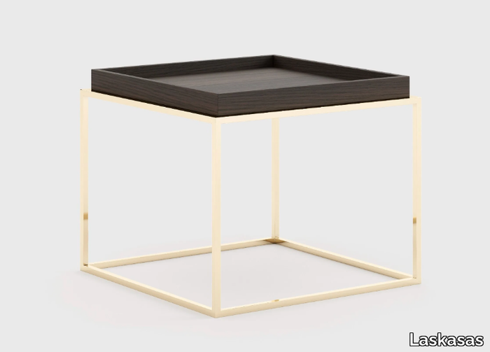 AURA - Square stainless steel and wood coffee table _ Laskasas