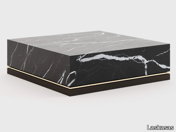 CLEA - Low square Nero Marquina marble coffee table _ Laskasas