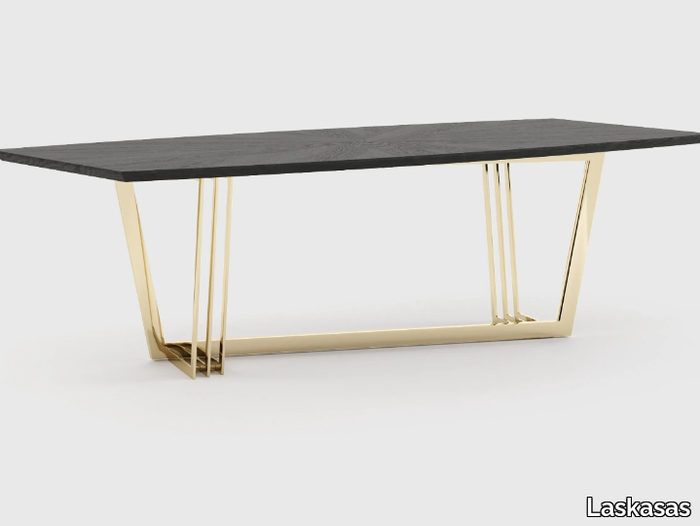 D'ARC - Rectangular stainless steel and wood dining table _ Laskasas