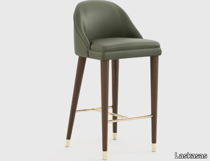 ESTORIL - Upholstered leather stool with back _ Laskasas