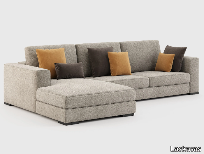 GREY - Sectional fabric sofa with chaise longue _ Laskasas